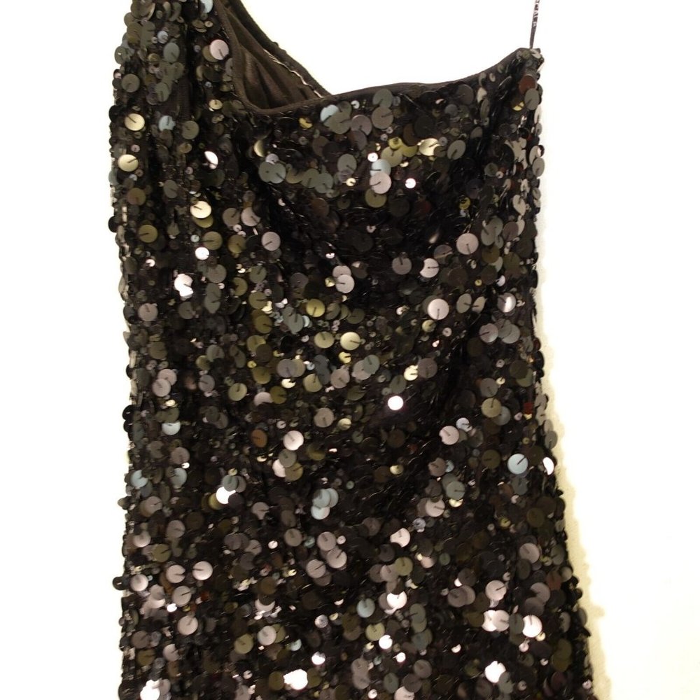 Scala Dress Small Black Mini Bodycon One Shoulder Sequin Party Evening Allover - Picture 3 of 11